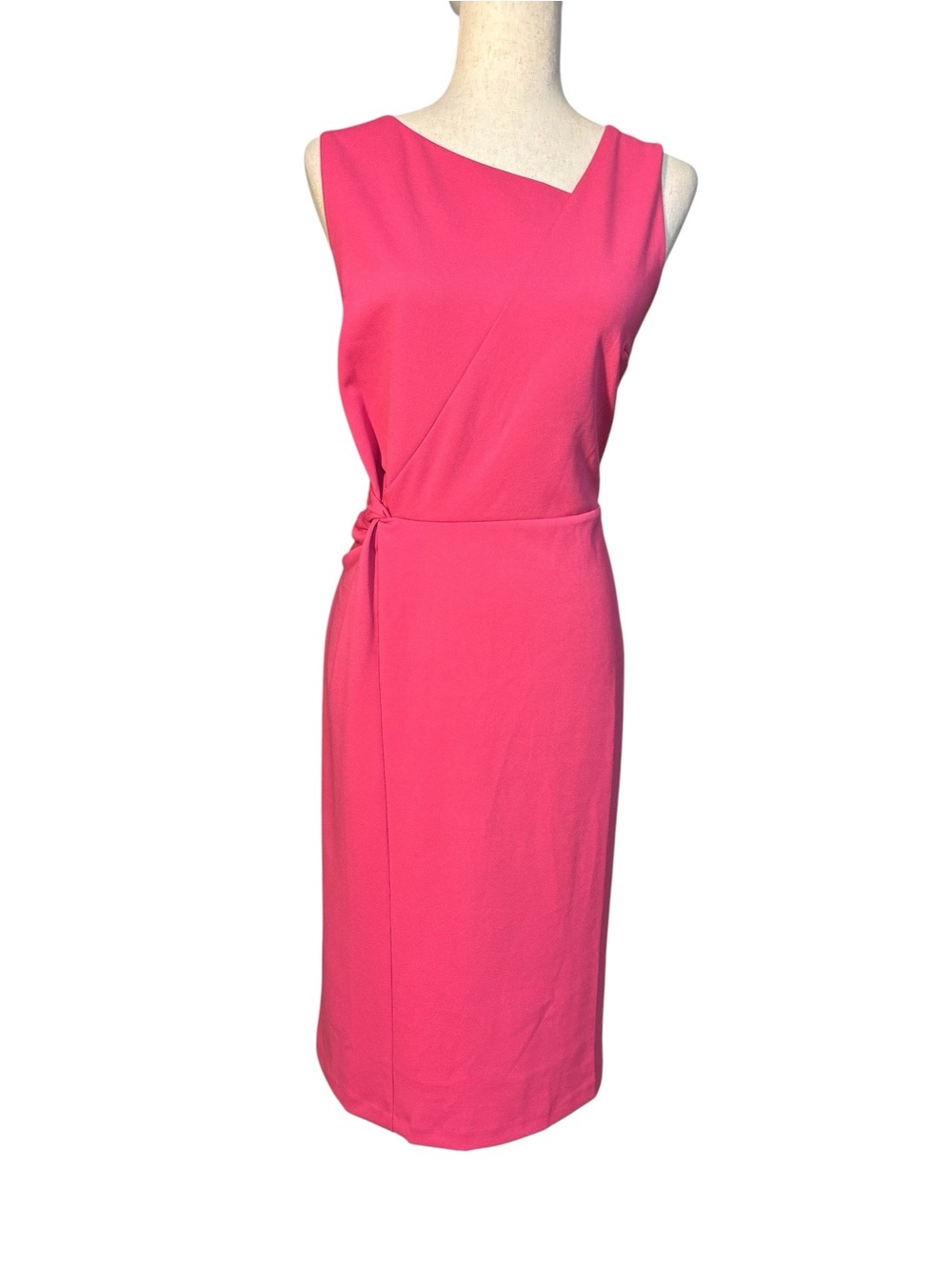 NWT Talbots Pink Sheath Dress Asymmetrical Neck Side Knot Size 10